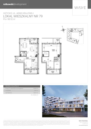 1 pokój, mieszkanie 98,52 m², piętro 4, oferta nr M79, Wave - Etap 2, Giżycko, ul. Armii Krajowej