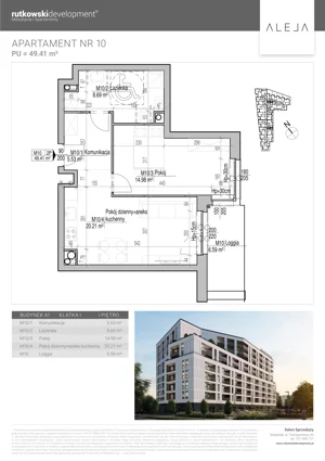 2 pokoje, mieszkanie 49,41 m², piętro 1, oferta nr M10, Aleja, Białystok, Wysoki Stoczek, ul. Studzienna 2