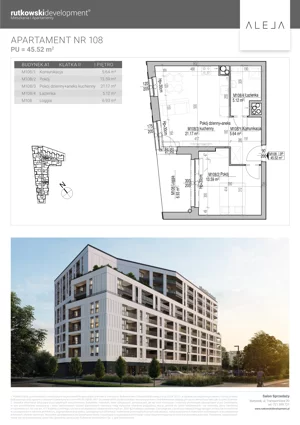 2 pokoje, mieszkanie 45,52 m², piętro 1, oferta nr M108, Aleja, Białystok, Wysoki Stoczek, ul. Studzienna 2