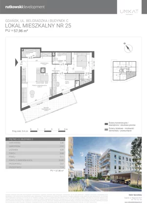 3 pokoje, mieszkanie 57,96 m², piętro 3, oferta nr M25, Unikat Apartamenty C, Gdańsk, Piecki-Migowo, Morena, ul. Belgradzka 114
