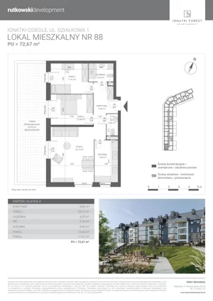 3 pokoje, mieszkanie 72,67 m², parter, oferta nr M88, Ignatki Forest - Etap 2, Ignatki-Osiedle, ul. Działkowa 1