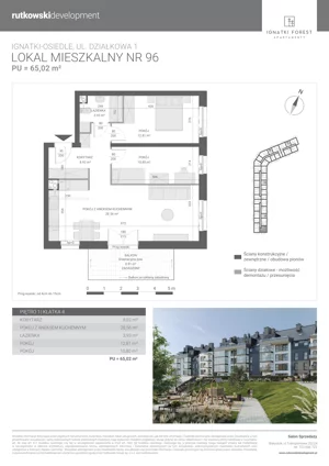 3 pokoje, mieszkanie 65,02 m², piętro 1, oferta nr M96, Ignatki Forest - Etap 2, Ignatki-Osiedle, ul. Działkowa 1