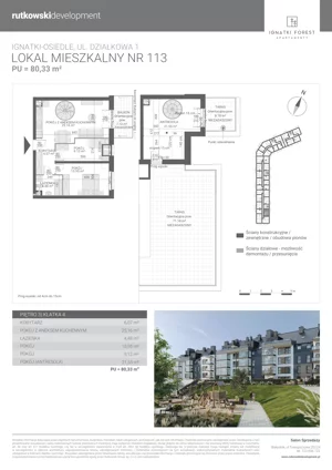 3 pokoje, mieszkanie 80,33 m², piętro 3, oferta nr M113, Ignatki Forest - Etap 2, Ignatki-Osiedle, ul. Działkowa 1