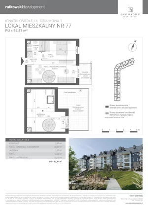 3 pokoje, mieszkanie 62,47 m², piętro 3, oferta nr M77, Ignatki Forest - Etap 2, Ignatki-Osiedle, ul. Działkowa 1