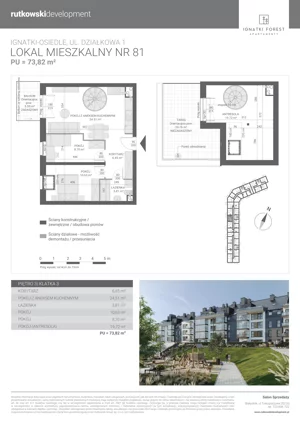 3 pokoje, mieszkanie 73,82 m², piętro 3, oferta nr M81, Ignatki Forest - Etap 2, Ignatki-Osiedle, ul. Działkowa 1