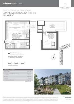 3 pokoje, mieszkanie 66,78 m², piętro 3, oferta nr M84, Ignatki Forest - Etap 2, Ignatki-Osiedle, ul. Działkowa 1