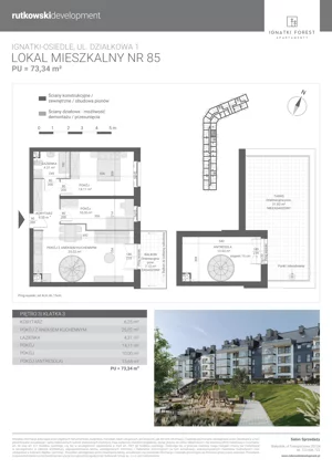 3 pokoje, mieszkanie 73,34 m², piętro 3, oferta nr M85, Ignatki Forest - Etap 2, Ignatki-Osiedle, ul. Działkowa 1