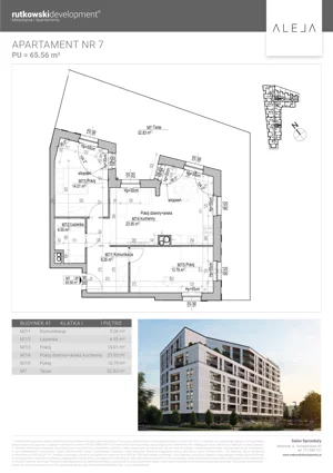 3 pokoje, mieszkanie 65,56 m², piętro 1, oferta nr M7, Aleja, Białystok, Wysoki Stoczek, ul. Studzienna 2