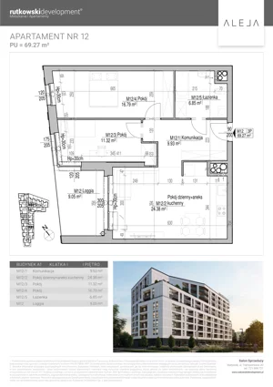 3 pokoje, mieszkanie 69,27 m², piętro 1, oferta nr M12, Aleja, Białystok, Wysoki Stoczek, ul. Studzienna 2