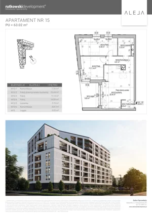 3 pokoje, mieszkanie 63,02 m², piętro 1, oferta nr M15, Aleja, Białystok, Wysoki Stoczek, ul. Studzienna 2