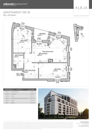 3 pokoje, mieszkanie 65,56 m², piętro 2, oferta nr M20, Aleja, Białystok, Wysoki Stoczek, ul. Studzienna 2