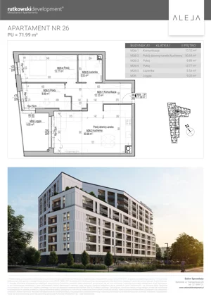 3 pokoje, mieszkanie 71,99 m², piętro 2, oferta nr M26, Aleja, Białystok, Wysoki Stoczek, ul. Studzienna 2