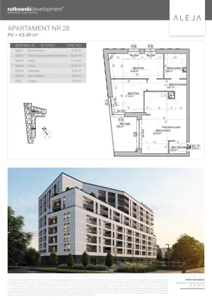 3 pokoje, mieszkanie 63,49 m², piętro 2, oferta nr M28, Aleja, Białystok, Wysoki Stoczek, ul. Studzienna 2