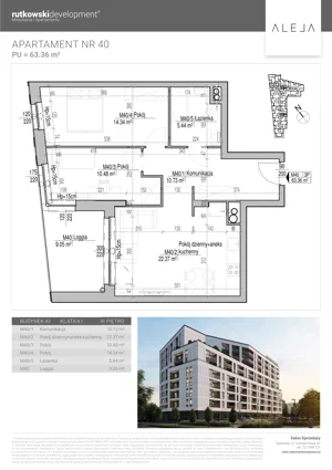 3 pokoje, mieszkanie 63,36 m², piętro 3, oferta nr M40, Aleja, Białystok, Wysoki Stoczek, ul. Studzienna 2