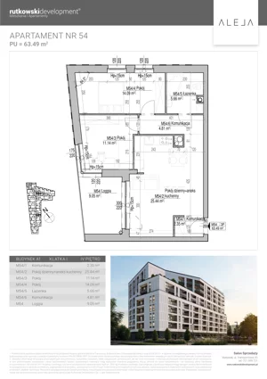 3 pokoje, mieszkanie 63,49 m², piętro 4, oferta nr M54, Aleja, Białystok, Wysoki Stoczek, ul. Studzienna 2