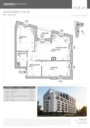 3 pokoje, mieszkanie 65,75 m², piętro 7, oferta nr M83, Aleja, Białystok, Wysoki Stoczek, ul. Studzienna 2
