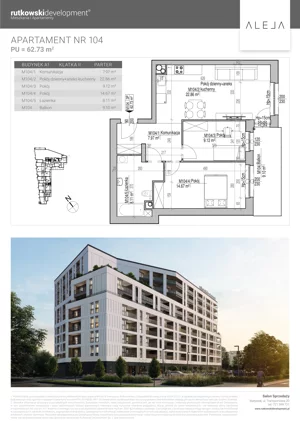 3 pokoje, mieszkanie 62,73 m², parter, oferta nr M104, Aleja, Białystok, Wysoki Stoczek, ul. Studzienna 2