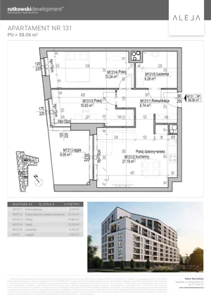 3 pokoje, mieszkanie 58,06 m², piętro 4, oferta nr M131, Aleja, Białystok, Wysoki Stoczek, ul. Studzienna 2