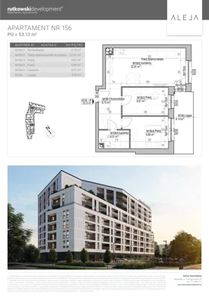 3 pokoje, mieszkanie 53,13 m², piętro 8, oferta nr M156, Aleja, Białystok, Wysoki Stoczek, ul. Studzienna 2
