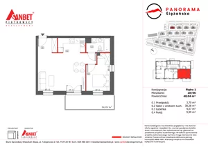 2 pokoje, mieszkanie 48,04 m², piętro 1, oferta nr 1A/06, Panorama Ślężańska, Sobótka, ul. Panoramy Ślężańskiej