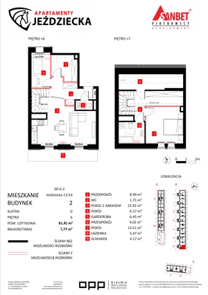 3 pokoje, mieszkanie 81,41 m², piętro 6, oferta nr 11/14, Apartamenty Jeździecka, Wrocław, Krzyki-Partynice, Krzyki, ul. Jeździecka