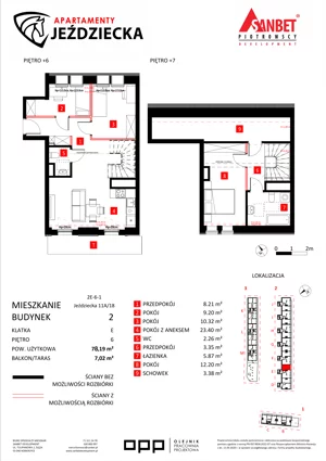 4 pokoje, mieszkanie 78,18 m², piętro 6, oferta nr 11A/18, Apartamenty Jeździecka, Wrocław, Krzyki-Partynice, Krzyki, ul. Jeździecka