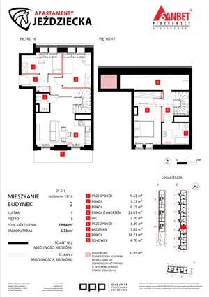 4 pokoje, mieszkanie 79,64 m², piętro 6, oferta nr 13/18, Apartamenty Jeździecka, Wrocław, Krzyki-Partynice, Krzyki, ul. Jeździecka