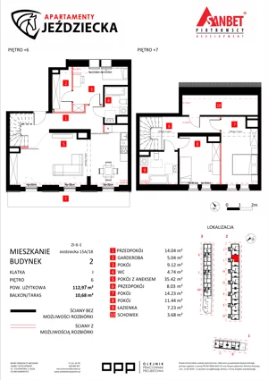 4 pokoje, mieszkanie 112,97 m², piętro 6, oferta nr 15A/18, Apartamenty Jeździecka, Wrocław, Krzyki-Partynice, Krzyki, ul. Jeździecka