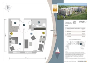 2 pokoje, apartament inwestycyjny 60,88 m², parter, oferta nr 0.11, Apartamenty Klifova, Jastrzębia Góra, ul. Klifowa 22