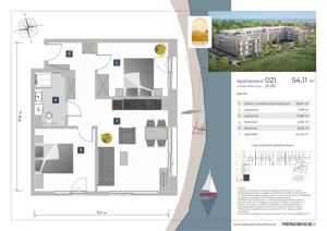 3 pokoje, apartament inwestycyjny 54,11 m², parter, oferta nr 0.21, Apartamenty Klifova, Jastrzębia Góra, ul. Klifowa 22