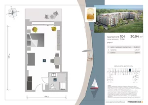 1 pokój, apartament inwestycyjny 30,94 m², piętro 1, oferta nr 1.04, Apartamenty Klifova, Jastrzębia Góra, ul. Klifowa 22