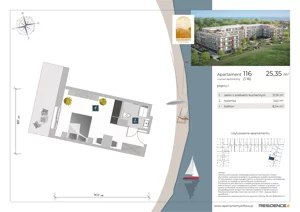 1 pokój, apartament inwestycyjny 25,53 m², piętro 1, oferta nr 1.16, Apartamenty Klifova, Jastrzębia Góra, ul. Klifowa 22