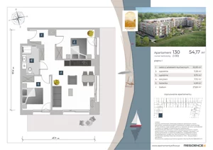 3 pokoje, apartament inwestycyjny 54,17 m², piętro 1, oferta nr 1.30, Apartamenty Klifova, Jastrzębia Góra, ul. Klifowa 22