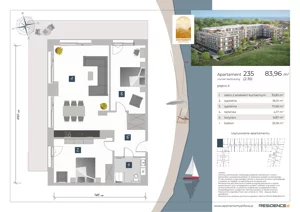 3 pokoje, apartament inwestycyjny 83,96 m², piętro 2, oferta nr 2.35, Apartamenty Klifova, Jastrzębia Góra, ul. Klifowa 22