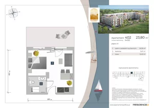1 pokój, apartament inwestycyjny 23,80 m², piętro 4, oferta nr 4.02, Apartamenty Klifova, Jastrzębia Góra, ul. Klifowa 22