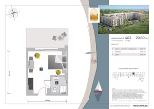1 pokój, apartament inwestycyjny 20,60 m², piętro 4, oferta nr 4.03, Apartamenty Klifova, Jastrzębia Góra, ul. Klifowa 22