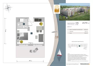 1 pokój, apartament inwestycyjny 23,80 m², piętro 4, oferta nr 4.16, Apartamenty Klifova, Jastrzębia Góra, ul. Klifowa 22