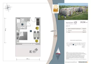 2 pokoje, apartament inwestycyjny 20,96 m², piętro 4, oferta nr 4.19, Apartamenty Klifova, Jastrzębia Góra, ul. Klifowa 22