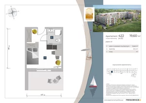 2 pokoje, apartament inwestycyjny 19,60 m², piętro 4, oferta nr 4.22, Apartamenty Klifova, Jastrzębia Góra, ul. Klifowa 22