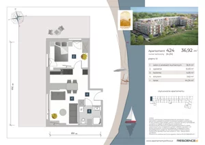 2 pokoje, apartament inwestycyjny 36,92 m², piętro 4, oferta nr 4.24, Apartamenty Klifova, Jastrzębia Góra, ul. Klifowa 22