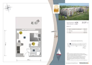 2 pokoje, apartament inwestycyjny 21,37 m², piętro 4, oferta nr 4.26, Apartamenty Klifova, Jastrzębia Góra, ul. Klifowa 22
