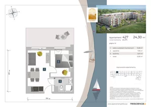 2 pokoje, apartament inwestycyjny 24,30 m², piętro 4, oferta nr 4.27, Apartamenty Klifova, Jastrzębia Góra, ul. Klifowa 22