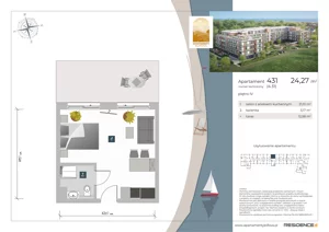 1 pokój, apartament inwestycyjny 24,07 m², piętro 4, oferta nr 4.31, Apartamenty Klifova, Jastrzębia Góra, ul. Klifowa 22