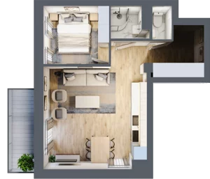 2 pokoje, mieszkanie 40,77 m², piętro 3, oferta nr 17A, Ceramika, Bydgoszcz, Bartodzieje, ul. Fordońska 19