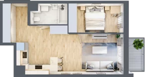 2 pokoje, mieszkanie 45,42 m², piętro 1, oferta nr I-B3, Industria II, Bydgoszcz, Bocianowo, ul. Rycerska 22