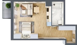 1 pokój, mieszkanie 41,46 m², piętro 3, oferta nr I-B44, Industria II, Bydgoszcz, Bocianowo, ul. Rycerska 22