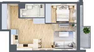 2 pokoje, mieszkanie 42,22 m², piętro 4, oferta nr I-B51, Industria II, Bydgoszcz, Bocianowo, ul. Rycerska 22