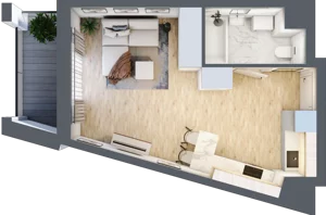 1 pokój, mieszkanie 29,69 m², piętro 1, oferta nr I-A1, Industria II, Bydgoszcz, Bocianowo, ul. Rycerska 22