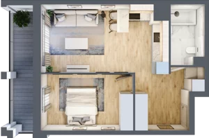 2 pokoje, mieszkanie 44,94 m², piętro 1, oferta nr I-A4, Industria II, Bydgoszcz, Bocianowo, ul. Rycerska 22