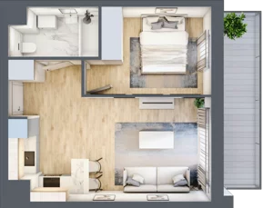 2 pokoje, mieszkanie 37,44 m², piętro 1, oferta nr I-A6, Industria II, Bydgoszcz, Bocianowo, ul. Rycerska 22